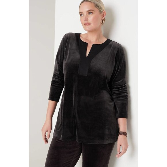 J. Jill Tops - NWT J. Jill Womens Size XS Black Velvet V-Neck Pullover Tunic Top NEW